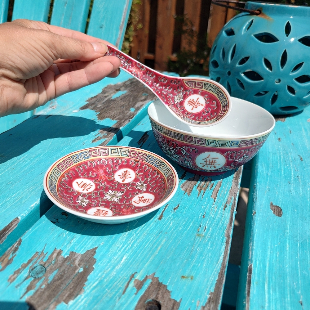 Vintage Asian Broth Service Soup Bowl With Spoon and Plate! - Picture 4 of 12